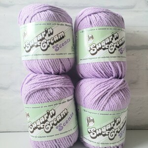 Lily Sugar n Cream Scents 100% Cotton Yarn, set of 2 balls, 2 oz lavender cotton crochet yarn, sugar and cream, pot holder, towel yarn