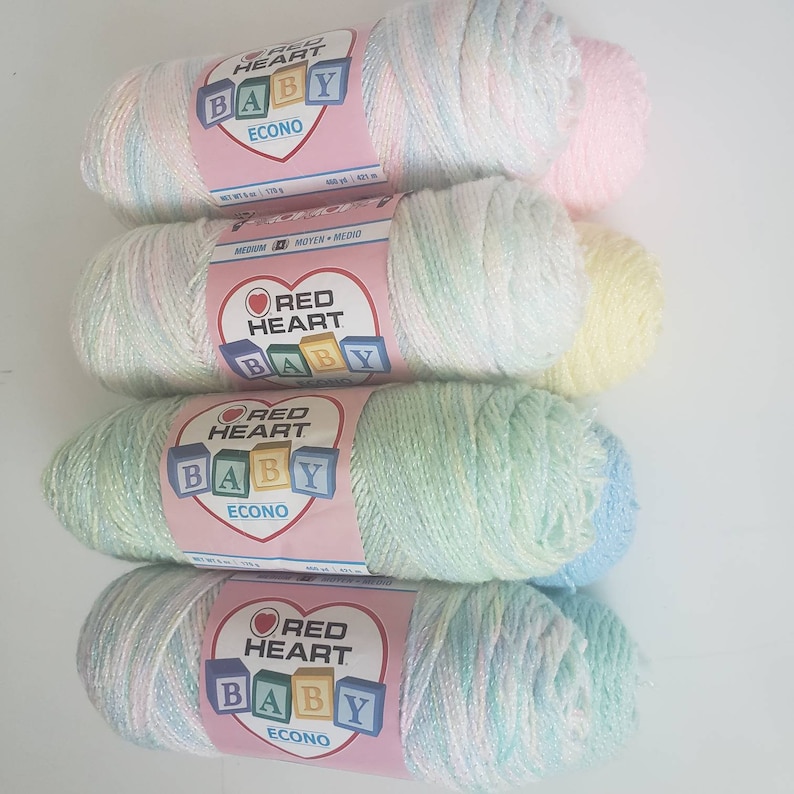 Red Heart Baby Econo Yarn Multi Colors and Solids, 4 Worsted Perfect