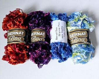 Bernat Boa, Burgundy, Bluebird, Jay, Blizzard, Phoenix, Parrot, Baby Parrot, Chick eyelash yarn, 50-100  grams, dark mink, fluffy yarn