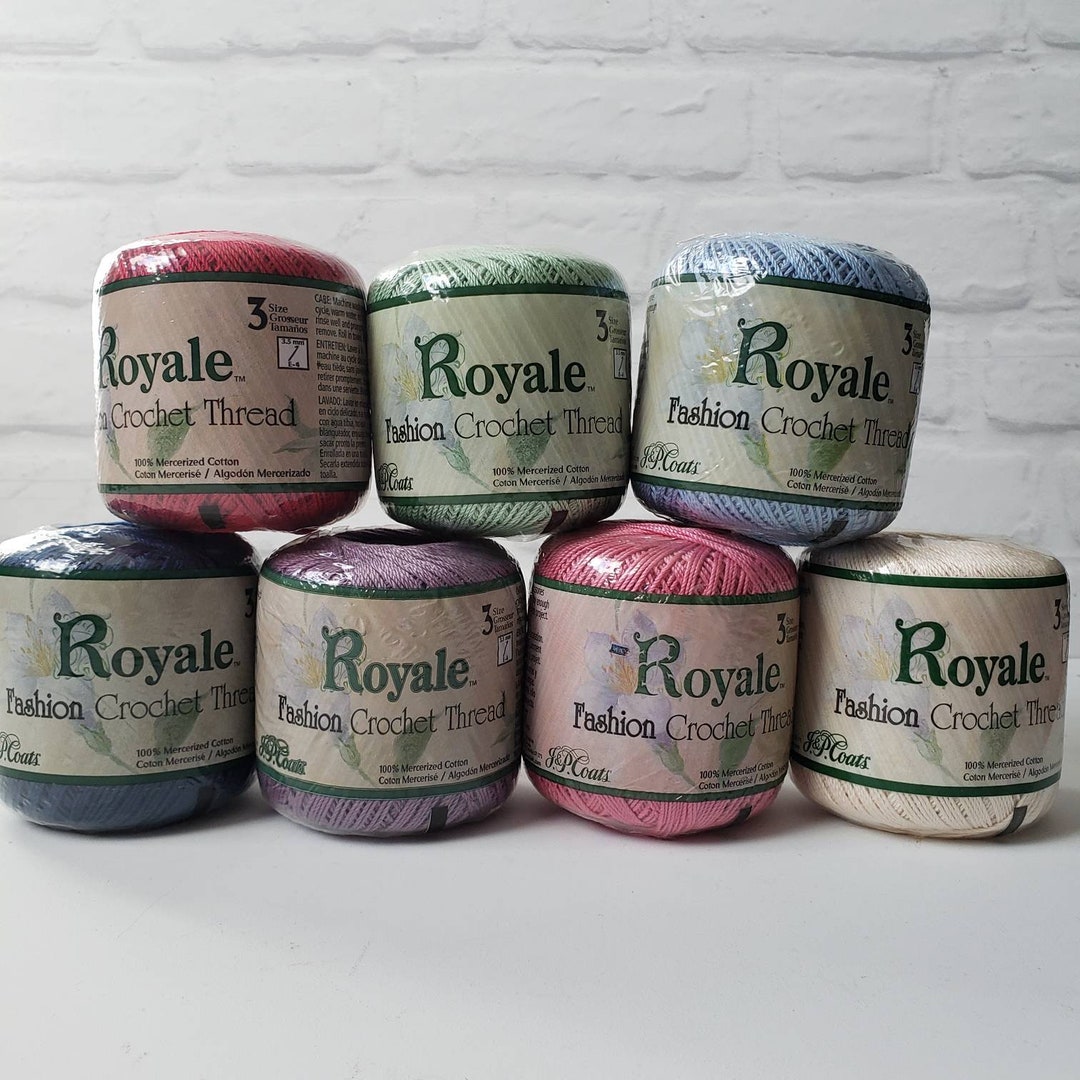 Royale Classic Crochet Thread Size 3, 100 Cotton, 150 Yards, Assorted Colors, Home Projects