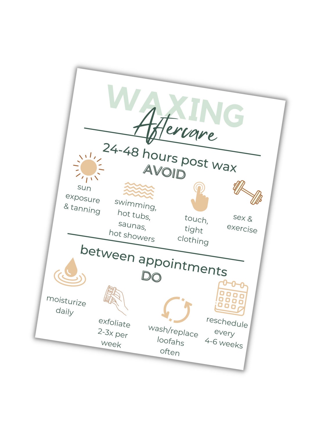 Waxing Aftercare Card for Clients Etsy