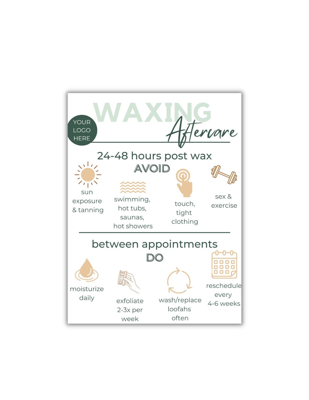 Waxing Aftercare Instructional Template Etsy