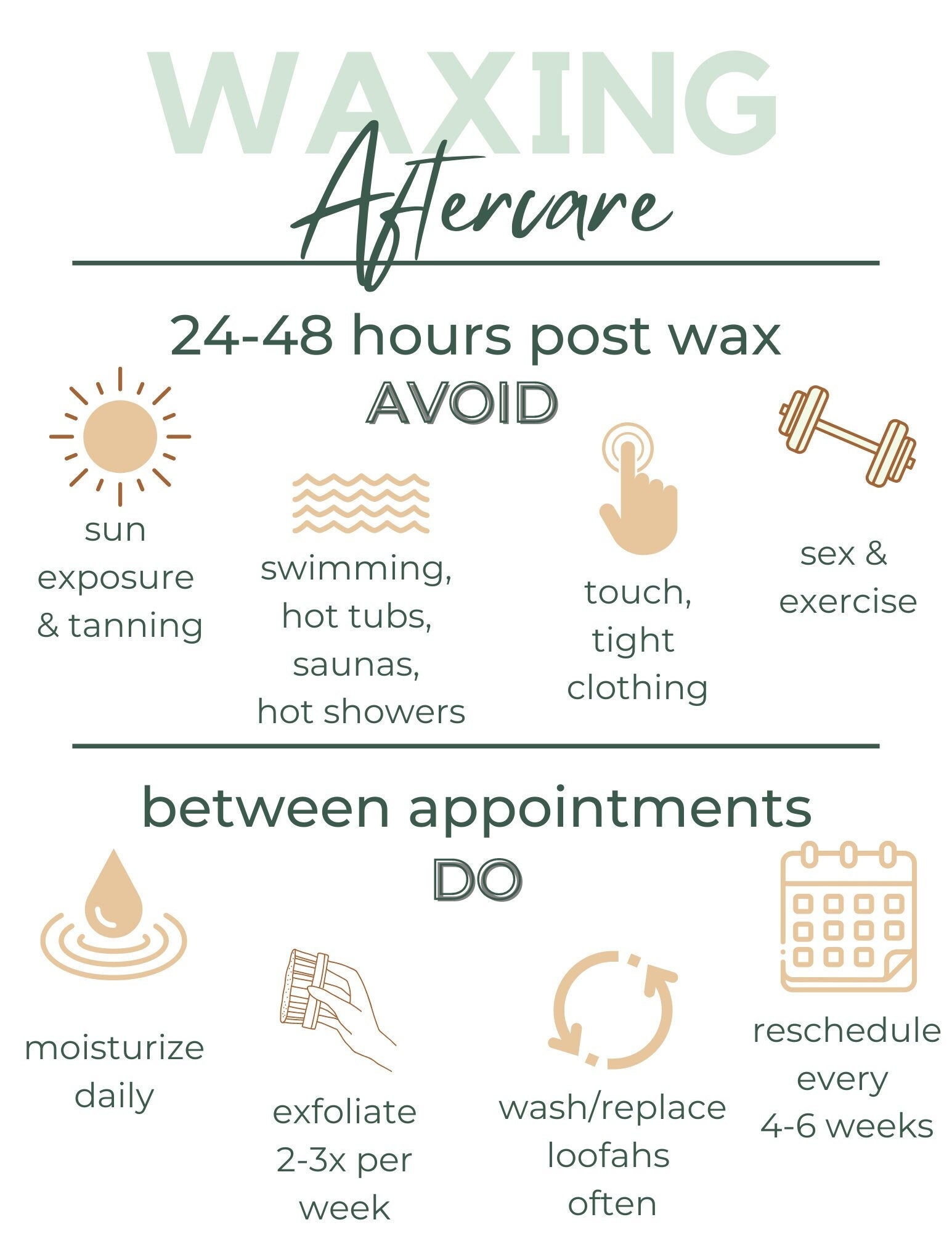Waxing Aftercare Card for Clients Etsy