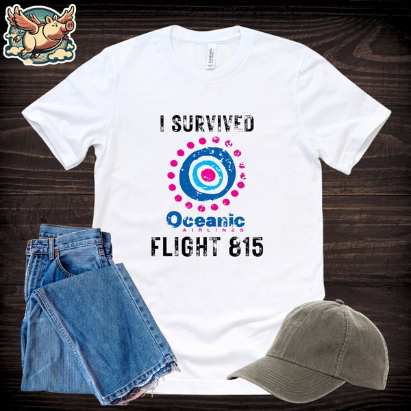 Lost - I Survived Oceanic Airlines Flight 815 T-Shirt - Retro TV Shirt - Fan Tee - Funny TShirt - Gift For Him Or Her!