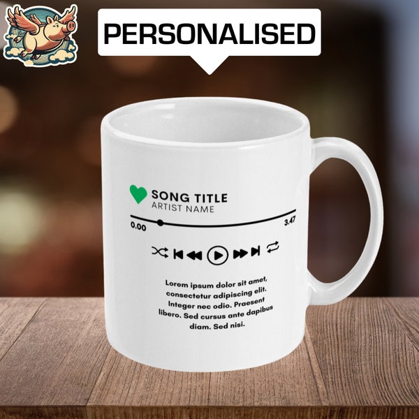 Your Favourite Song Personalised Mug - Customize your mug with your favorite song, artist and lyrics - Gift For Him Or Her - Music Fan