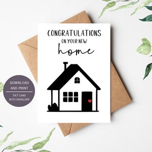 Felicitaciones por la nueva tarjeta imprimible para el hogar con sobre, tarjeta de descarga digital de 5x7", descarga instantánea de PDF