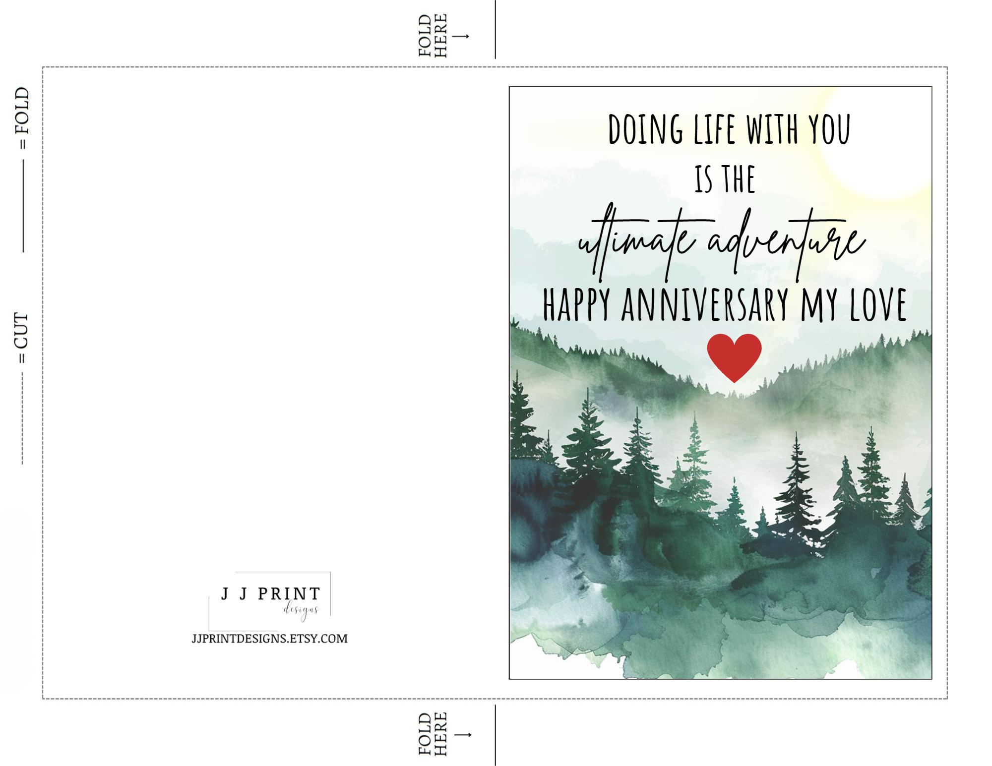 Printable Anniversary Card for Him, the Ultimate Adventure, Husband ...