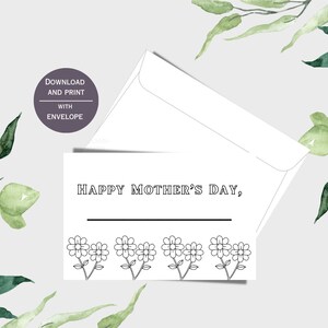 Biglietto da colorare per la festa della mamma da bambino, per qualsiasi madre, biglietto di download digitale 4x6" con busta, attività per la festa della mamma, aula, chiese