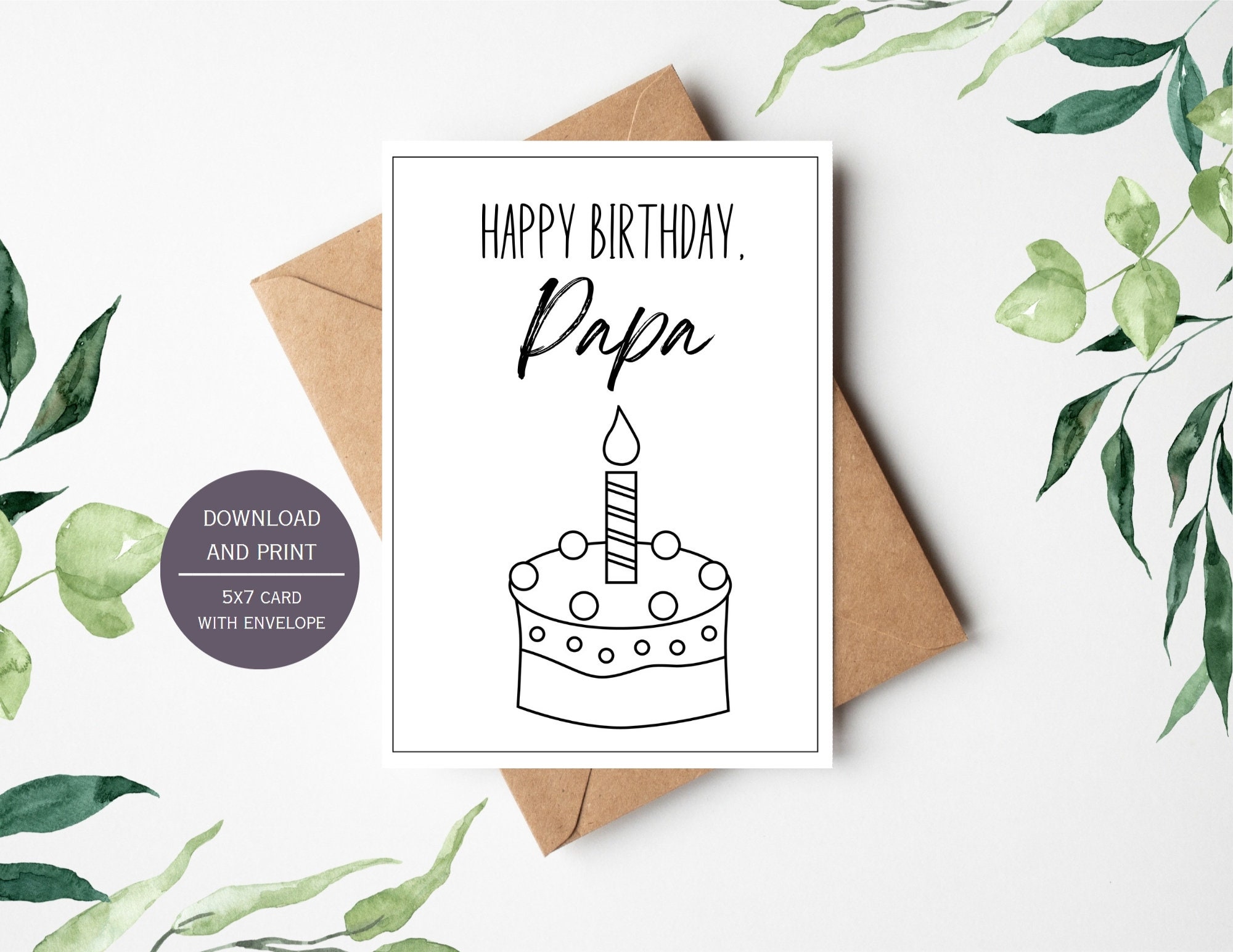 Happy Birthday Coloring Printable Card for Papa With Envelope, 5x7 Digital Download Card, Instant Download PDF - Etsy happy-birthday-coloring-printable-card-for-papa-with-envelope-5x7-digital-download-card-instant-download-pdf-etsy