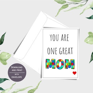 Carte de soutien à l'autisme pour maman, carte d'encouragement imprimable pour maman, carte de maman autiste, sensibilisation à l'autisme, soutien à l'autisme, mamans autistes, PDF, numérique