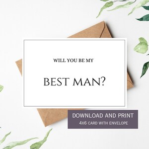 Cartão para impressão Você será meu padrinho, cartão de download digital de 4 x 6 "com envelope, cartão de proposta de padrinho, cartão de proposta de festa de casamento