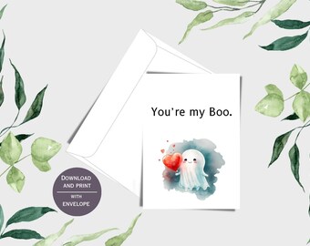 You're My Boo Halloween Card with Envelope (Digital Download)