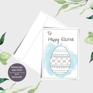 Carte à colorier oeuf de Pâques avec enveloppe assortie - PDF imprimable, taille 5 x 7