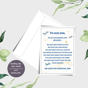 Tarjeta para hijo, Tarjeta porque sí, Tarjeta para hijo, Tarjeta porque sí, Tarjeta de los padres, PDF, Tarjeta imprimible, Digital, Regalo para hijo, PDF