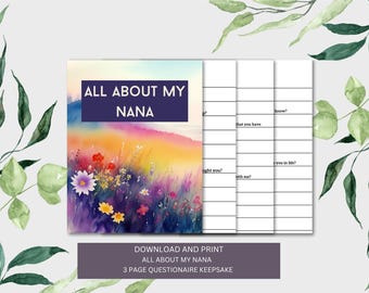 Nana Keepsake Questionnaire: Printable Gift for Grandmother (PDF)