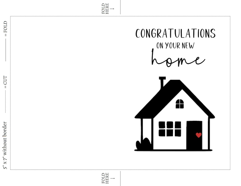 Congratulations on New Home Printable Card With Envelope - Etsy