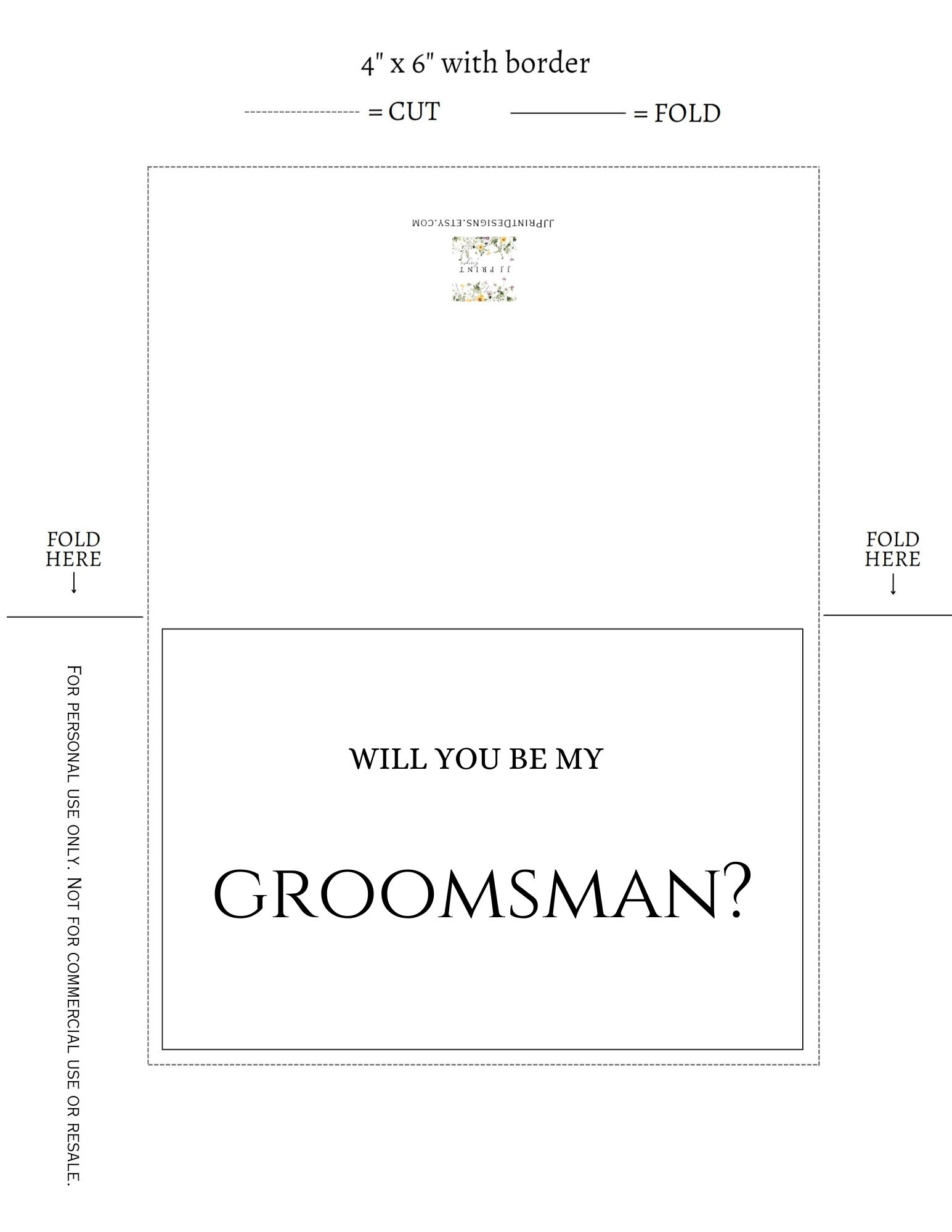 Groomsman Printable Card, 4x6" Digital Download Card With Envelope ...