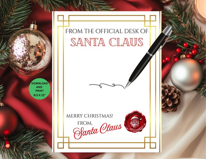 Santa Offical Letter From Santa Printable, Kids Letter From Santa, Official Letter ...