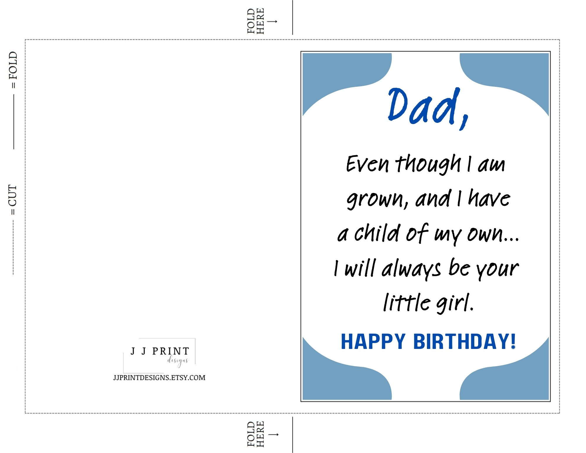 Printable Dad Birthday Card From Daughter Etsy