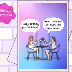 Joyeux anniversaire vous vieux B *** h carte d'anniversaire imprimable carte drôle pour cette femme sarcastique impertinente dans votre téléchargement instantané de la vie