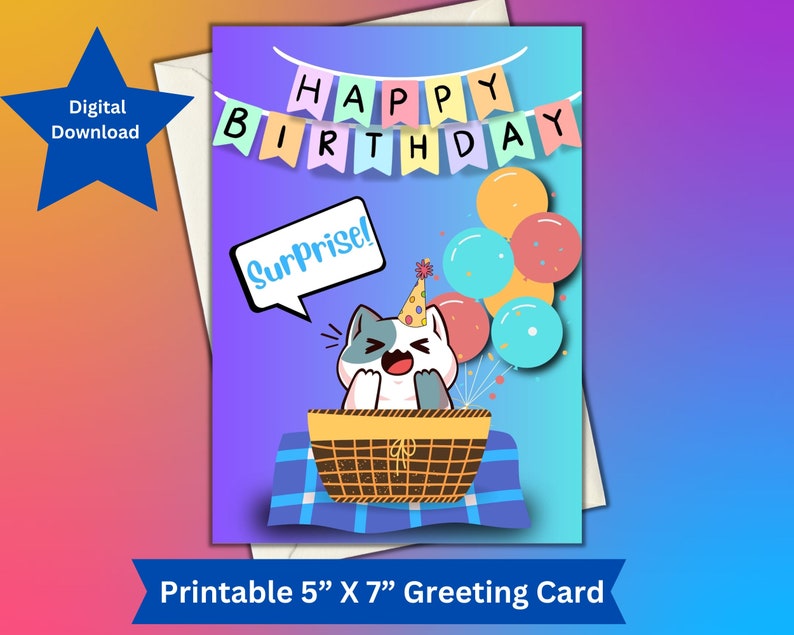 Cat Birthday Card for Kitten and Animal Lovers Cute and Adorable ...