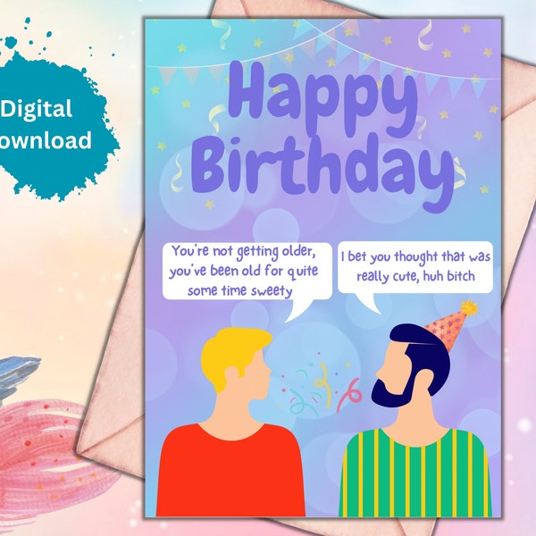 Sassy birthday card printable birthday card witty birthday card funny bday card instant download for sarcastic people