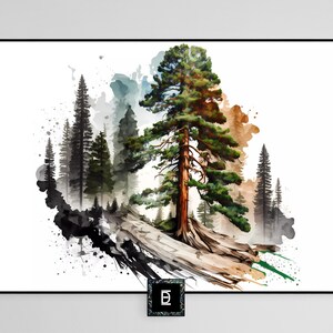 Sequoia National Park Forest Mountain Landscape Nature Painting Modern Original Fine Art Wall Art Print