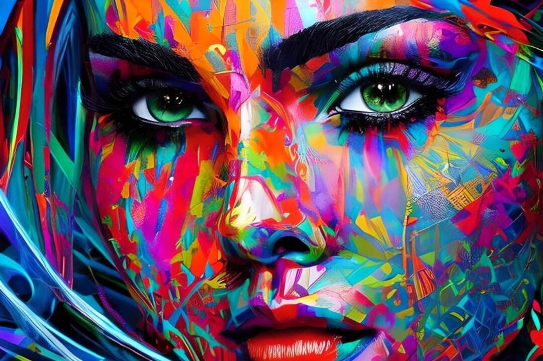 Beautiful Multicolor Female Digital Art Wall Painting Print Etsy