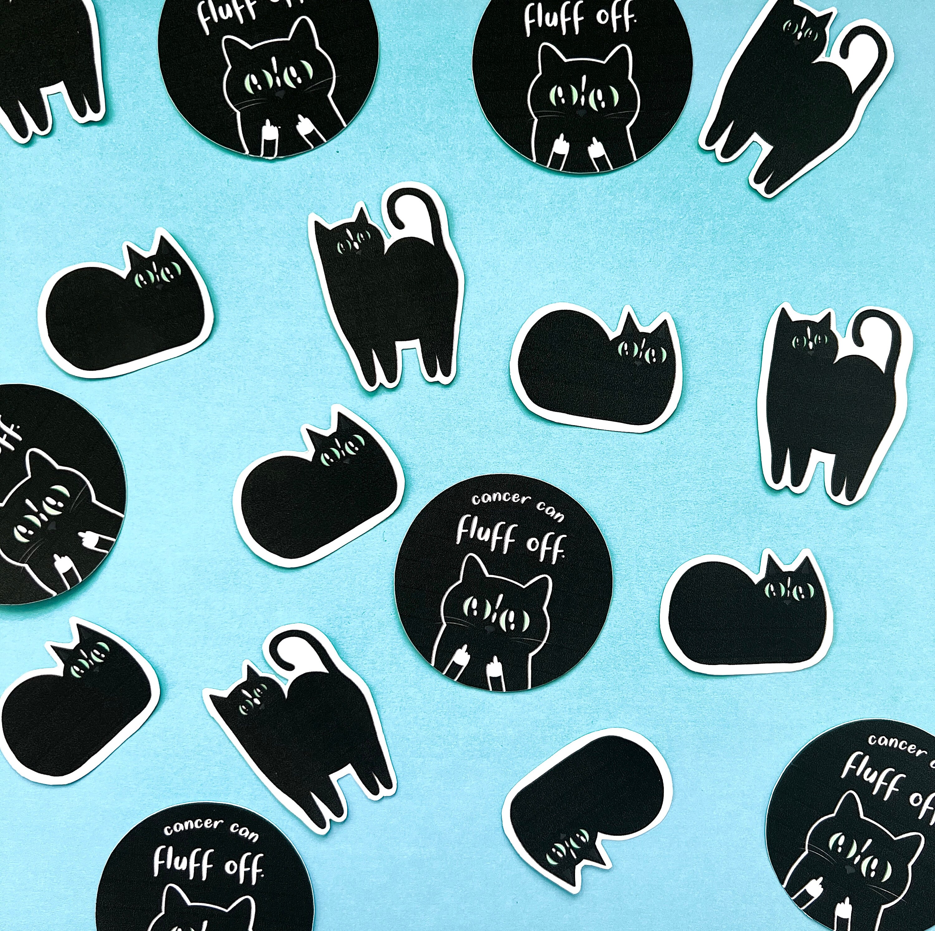 Cute Black Cat Sticker Pack | Cancer Support Stickers - Etsy