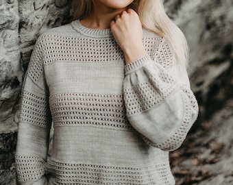 Lace mesh womens sweater knitting pattern | PDF download