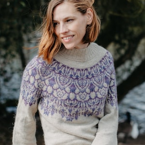 Wzór na sweter z kolorowymi mulinami | sweter bezszwowy robiony od góry do dołu | Waga sportowa palców | PDF