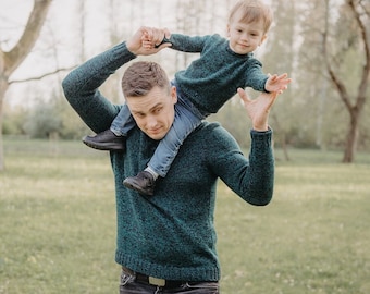 Mens boys sweater knitting pattern | Matching jumpers | PDF download