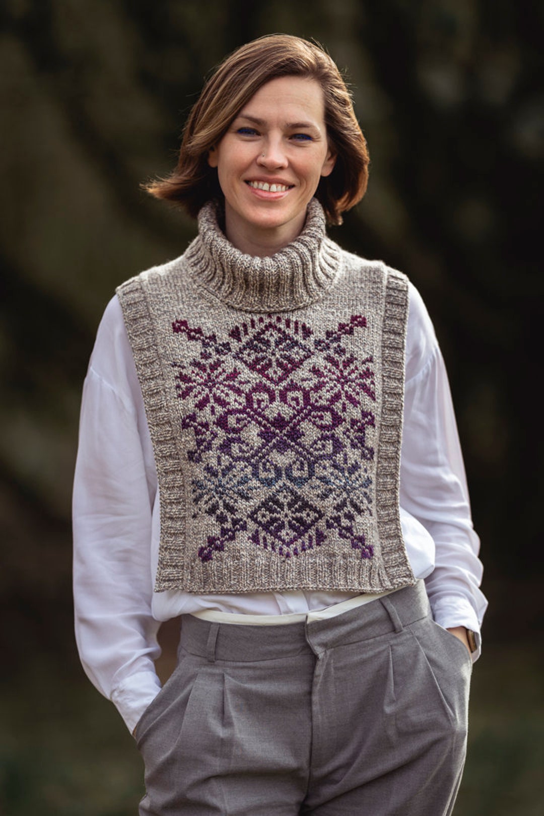 Turtleneck Collar Knitting Pattern | Stranded Colorwork Cowl | Knitted ...