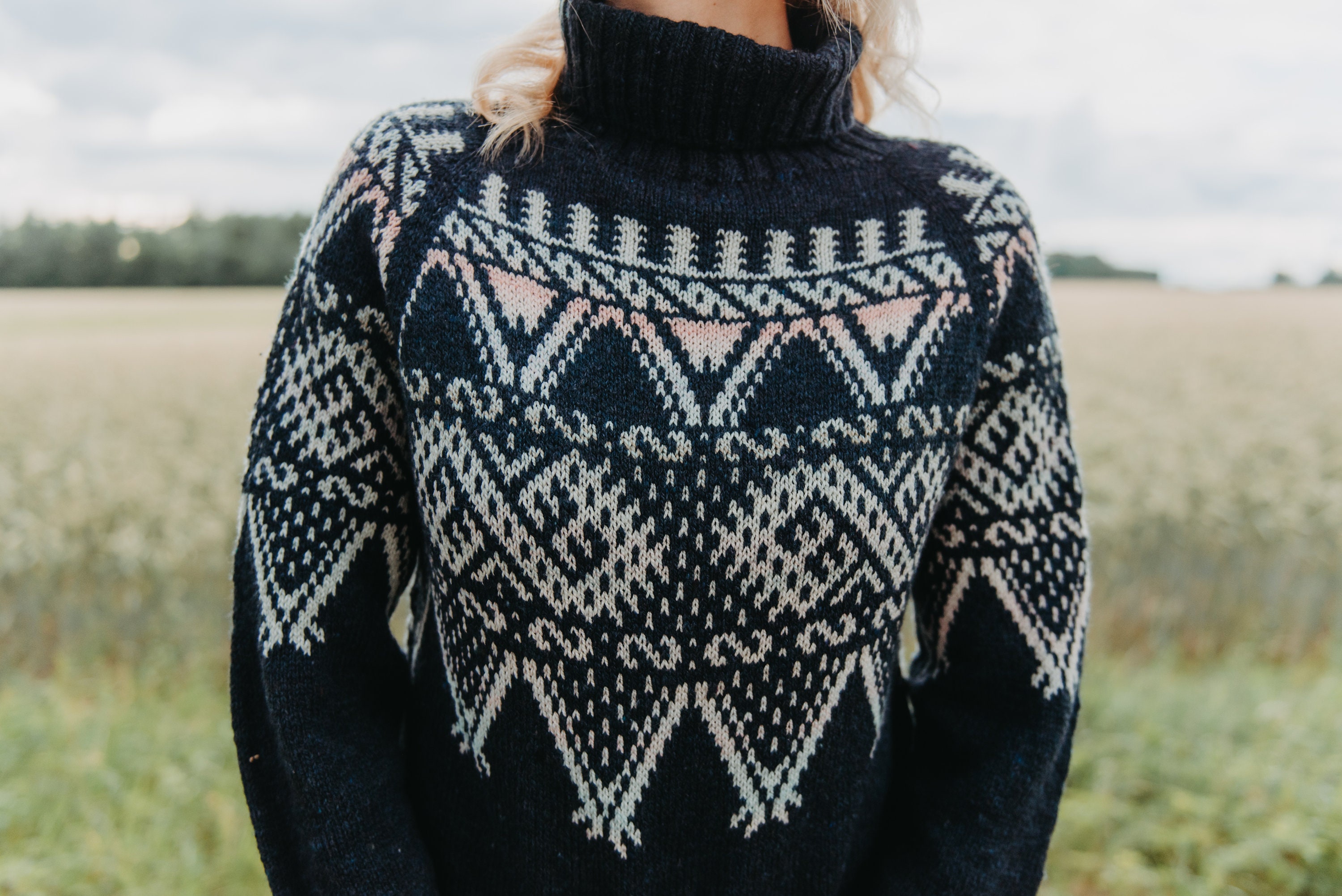 Stranded Colorwork Turtleneck Sweater | Knitting Pattern | High