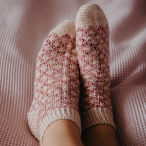 Stranded colorwork Toe up cute knit pattern socks Sock Knitting Pattern Fingering weight PDF image 5