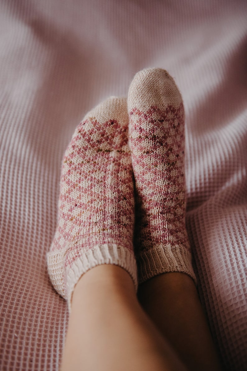 Stranded colorwork Toe up cute knit pattern socks Sock Knitting Pattern Fingering weight PDF image 5