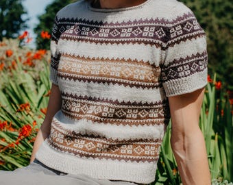 Stranded Colourwork Knitting Pattern | Short Sleeve Summer Top (PDF)