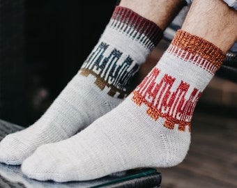 Toe up socks knitting pattern | colourwork Fingering weight with Spincycle Yarns | funky unisex | PDF