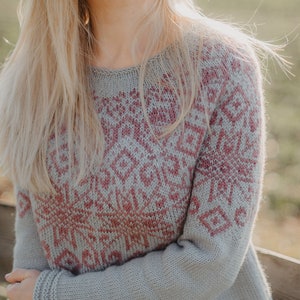 Stranded Knitting Top down sweater pattern | Knitting Patterns for women | Colorwork yoke pullover | PDF download