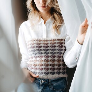 Love In The Round colorwork top knitting pattern Stranded knit crop top PDF image 8