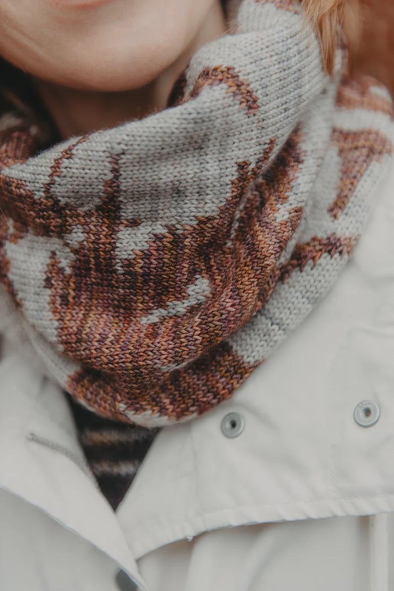 Stranded Colorwork Cowl Knitted Mobius Cowl Pattern | Stranded Colorwork | Tube Round Neck ...