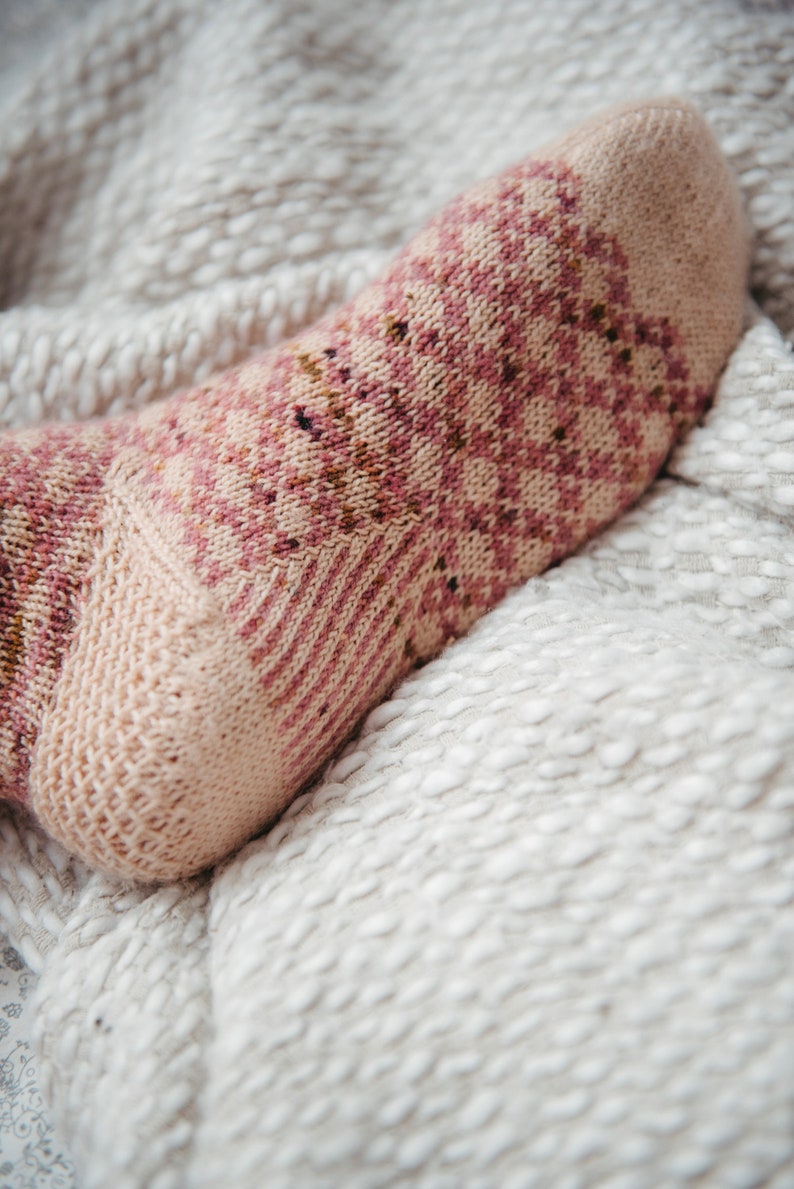 Stranded colorwork Toe up cute knit pattern socks Sock Knitting Pattern Fingering weight PDF image 9