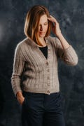 Cable cardigan knitting pattern | classic simple cardi | buttons | Seamless Fingering weight cardigan | PDF
