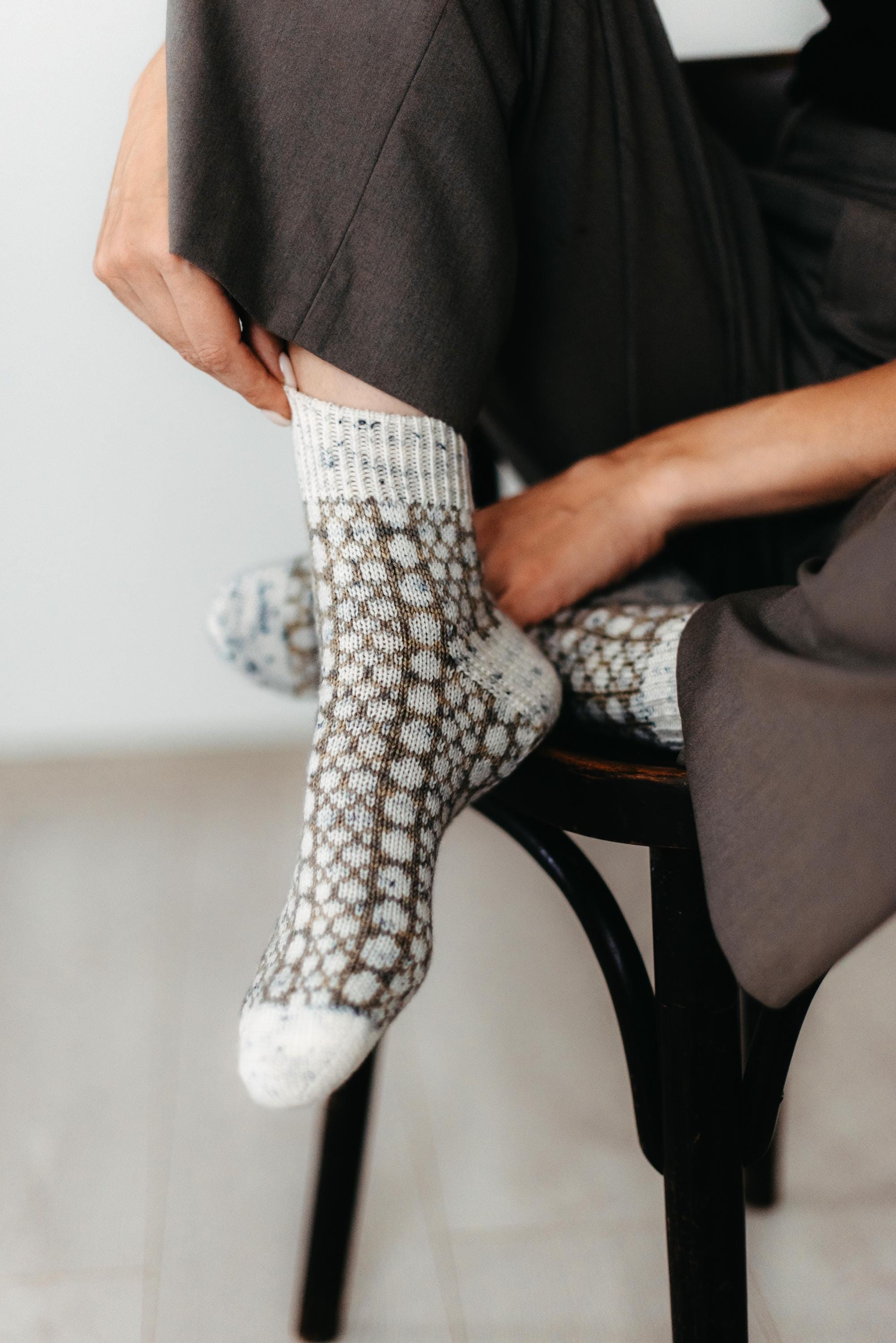 Stranded Colorwork Toe up Cute Knit Pattern Socks | Sock Knitting