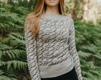 Wildcat Animal print colorwork knitting pattern | Womens sweater | PDF