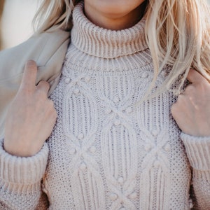Cable turtleneck knit sweater pattern | PDF download