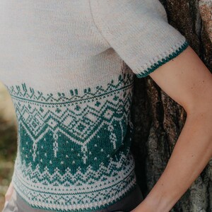 Stranded colourwork knitting pattern summer top | short sleeve knitwear | sport weight | seamless | PDF image 9