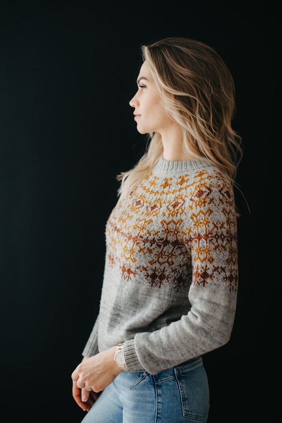 Stranded Colorwork Top Down Sweater Pattern | PDF Download