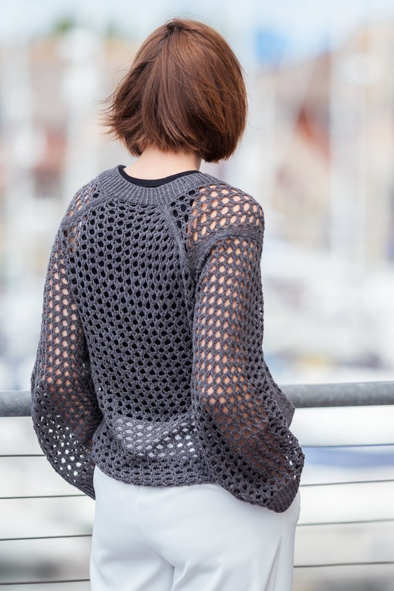 Mesh Sweater Knitting Pattern | Crochet Style | Lace Womens