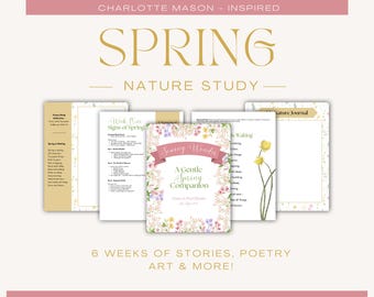 Currículo de estudio de la naturaleza para preescolar cristiano en primavera / Método Charlotte Mason para la canasta matutina en casa / Plan de lecciones imprimible de 6 semanas para edades de 4 a 6 años (PDF)
